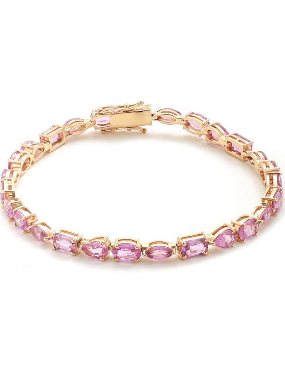 Exquisite Pink Sapphire 14K (Custom) Yellow Gold Tennis Bracelet
